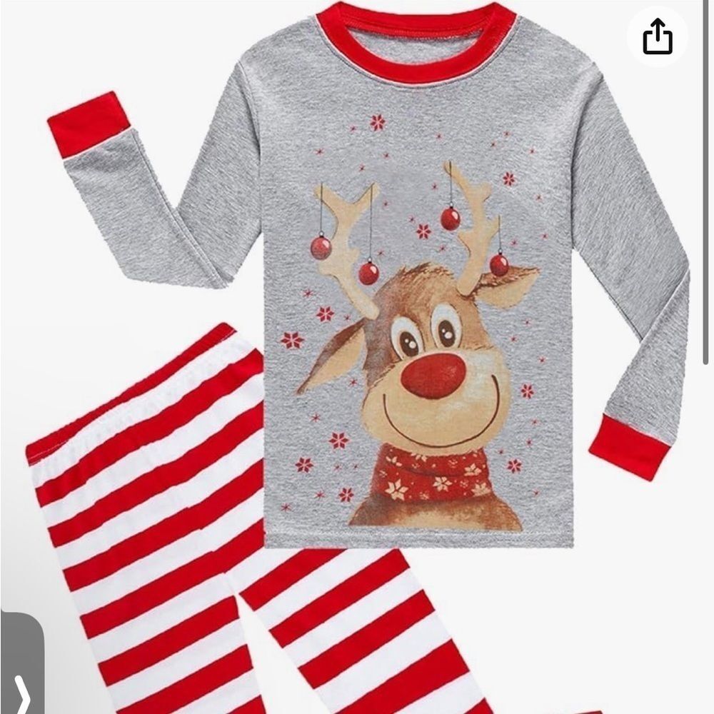 Christmas Pajamas 3T Reindeer Pjs Toddler Holiday Long Sleeve Sleepwear Sets